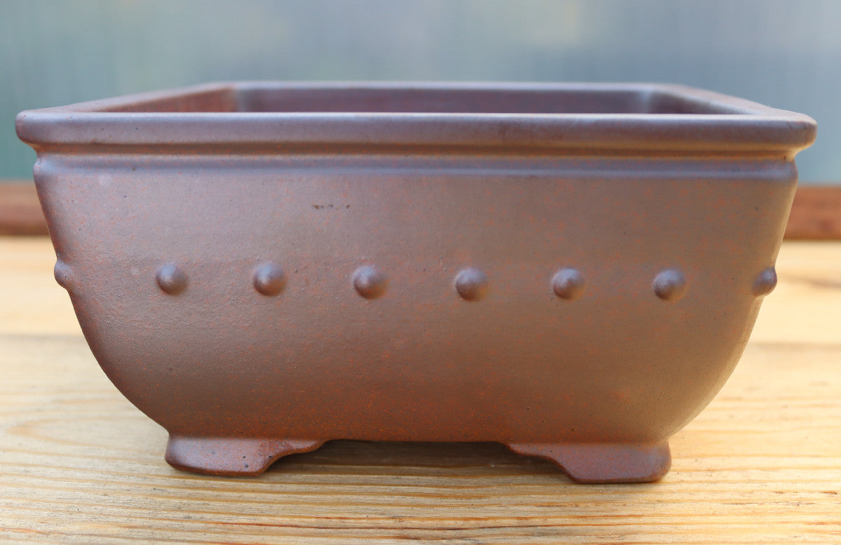 8" (20cm) Wood-Fired Square Bonsai Pot | Unglazed Stoneware