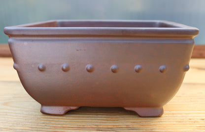 8" (20cm) Wood-Fired Square Bonsai Pot | Unglazed Stoneware