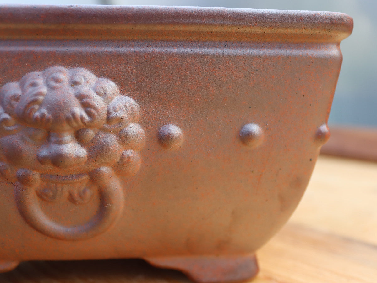 8" (20cm) Wood-Fired Square Bonsai Pot | Unglazed Stoneware