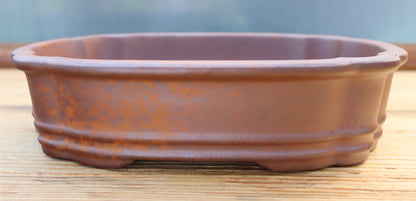 10.2" (26cm) Wood-Fired Oval Bonsai Pot | Unglazed Stoneware
