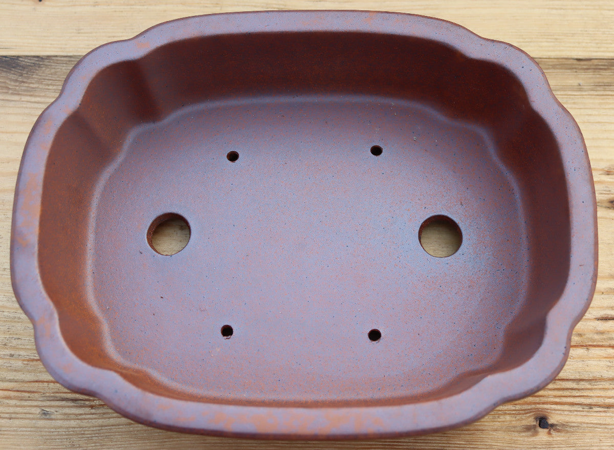 10.2" (26cm) Wood-Fired Oval Bonsai Pot | Unglazed Stoneware