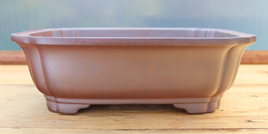12.8" (32.5cm) Wood-Fired Rectangular Bonsai Pot | Unglazed Stoneware
