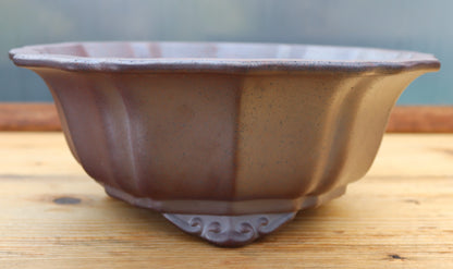 11.8" (30cm) Wood-Fired Round Bonsai Pot | Unglazed Stoneware