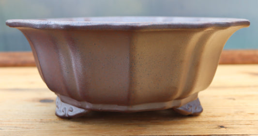 11.8" (30cm) Wood-Fired Round Bonsai Pot | Unglazed Stoneware