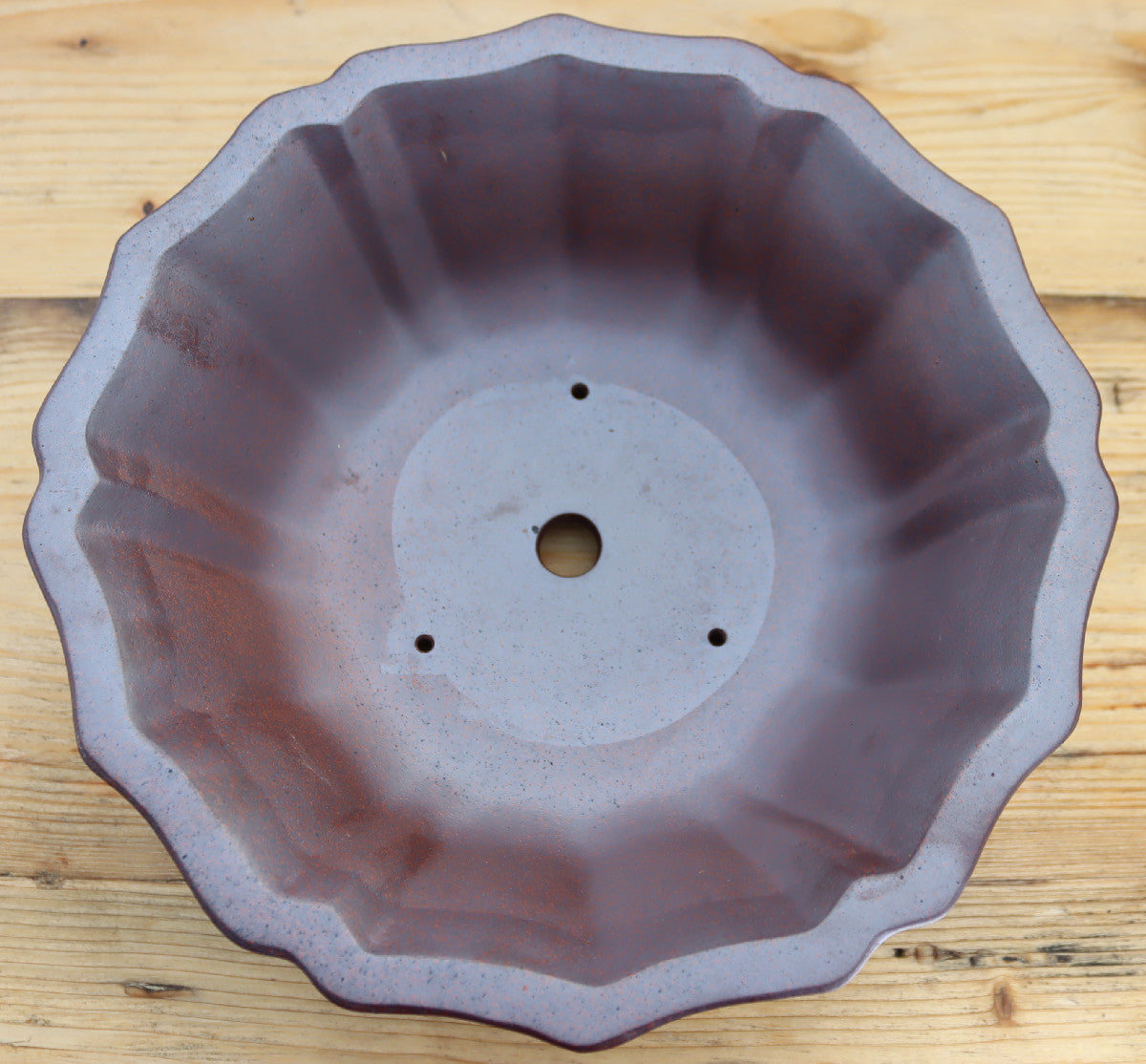 11.8" (30cm) Wood-Fired Round Bonsai Pot | Unglazed Stoneware