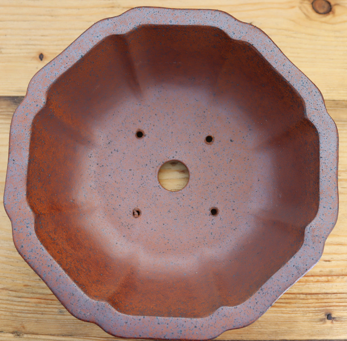 9.5" (24cm) Wood-Fired Round Bonsai Pot | Unglazed Stoneware