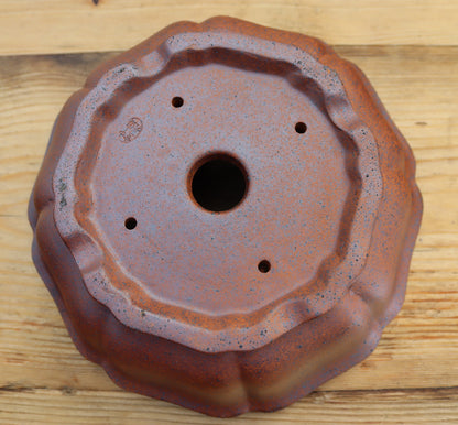 9.5" (24cm) Wood-Fired Round Bonsai Pot | Unglazed Stoneware