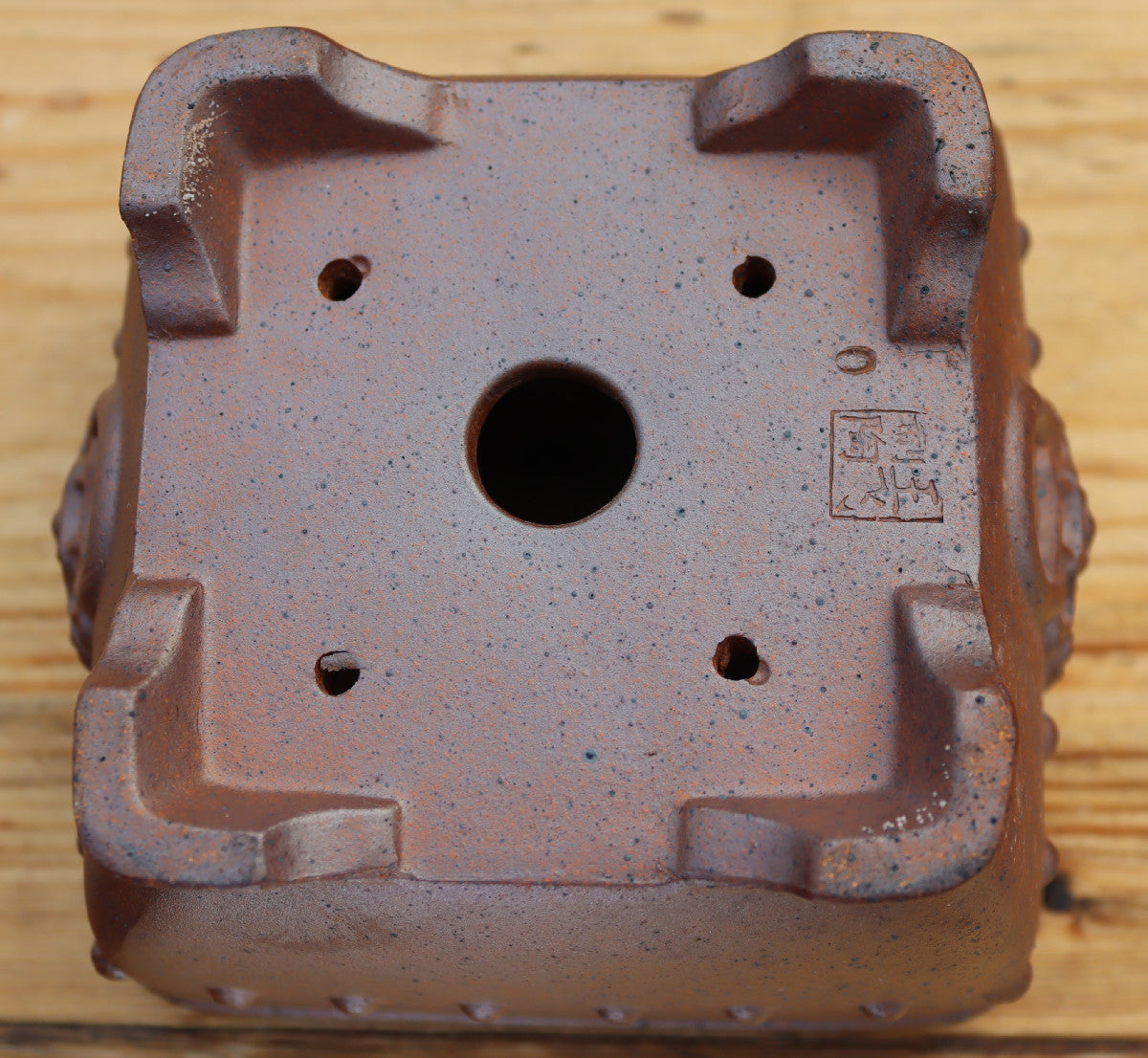 5.1" (13cm) Wood-Fired Square Bonsai Pot | Unglazed Stoneware