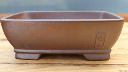 7.5" (19cm) Wood-Fired Rectangular Bonsai Pot | Unglazed Stoneware