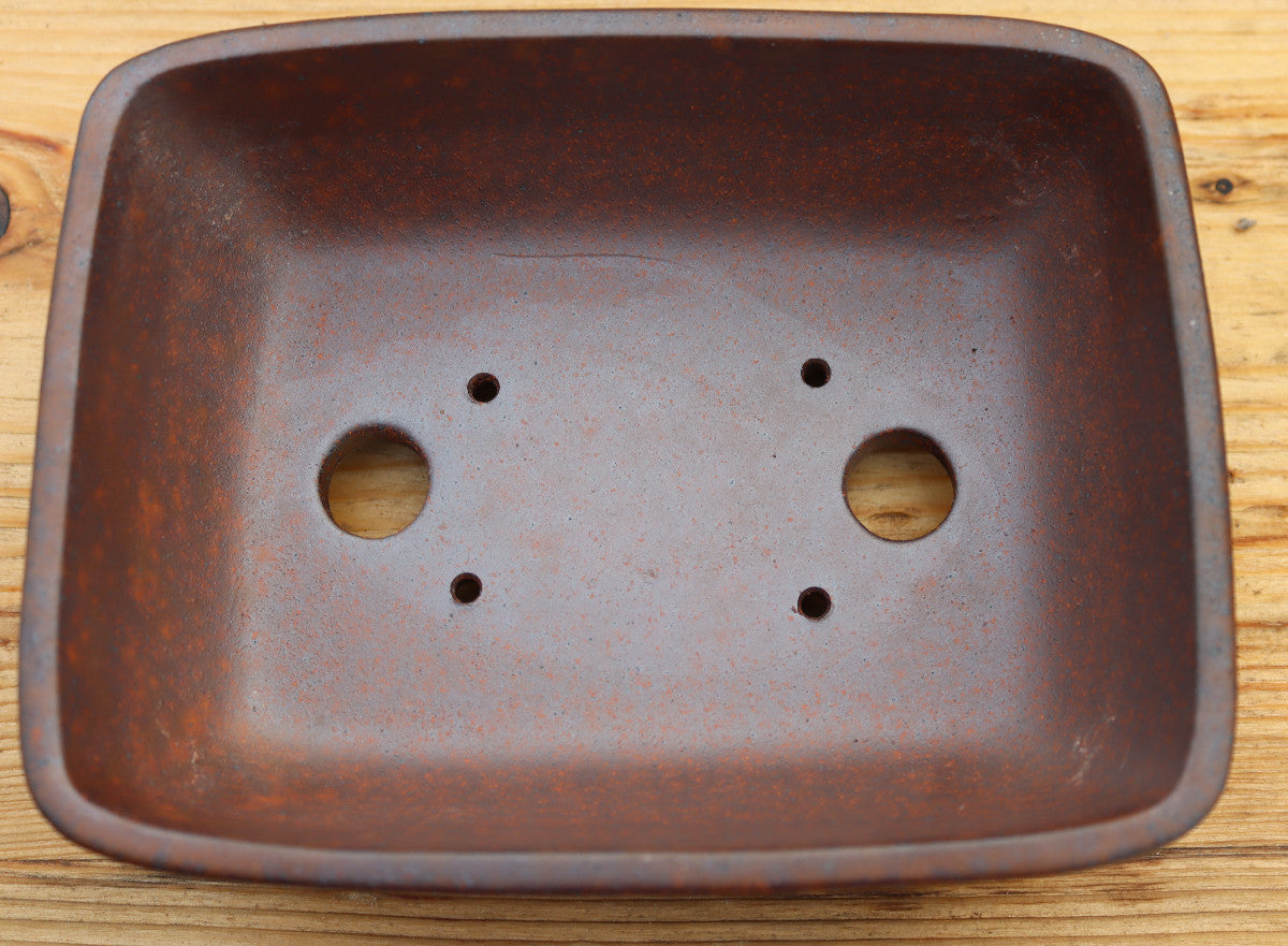 7.5" (19cm) Wood-Fired Rectangular Bonsai Pot | Unglazed Stoneware