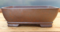 7.5" (19cm) Wood-Fired Rectangular Bonsai Pot | Unglazed Stoneware