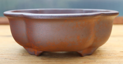 8" (20cm) Wood-Fired Lotus Flower Style Bonsai Pot | Unglazed Stoneware