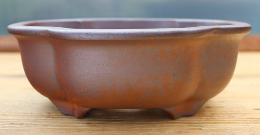 8" (20cm) Wood-Fired Lotus Flower Style Bonsai Pot | Unglazed Stoneware