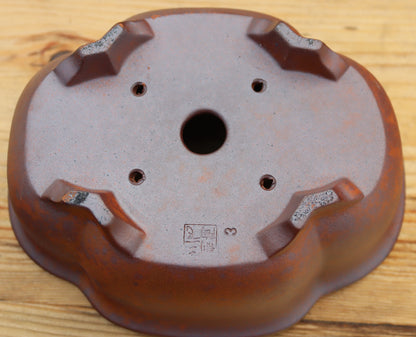 8" (20cm) Wood-Fired Lotus Flower Style Bonsai Pot | Unglazed Stoneware