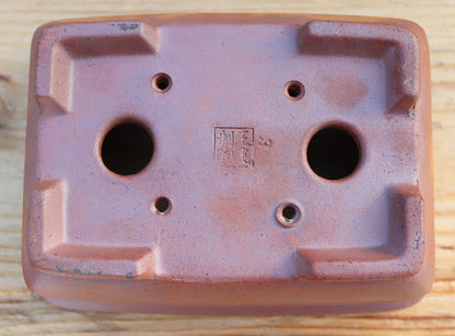 6.8" (17.5cm) Wood-Fired Rectangular Bonsai Pot | Unglazed Stoneware