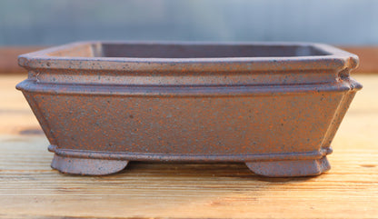 6.3" (16cm) Wood-Fired Rectangular Bonsai Pot | Unglazed Stoneware