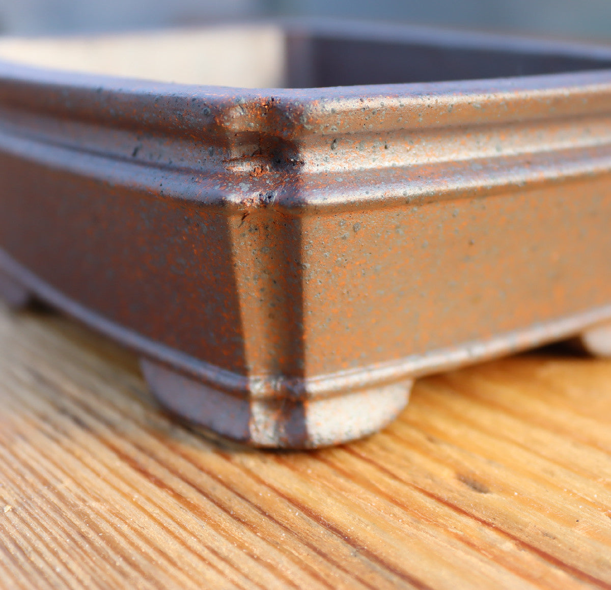 6.3" (16cm) Wood-Fired Rectangular Bonsai Pot | Unglazed Stoneware