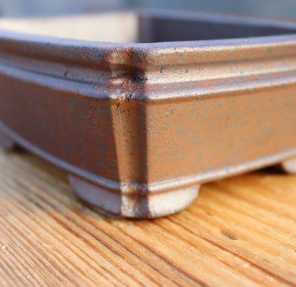 6.3" (16cm) Wood-Fired Rectangular Bonsai Pot | Unglazed Stoneware