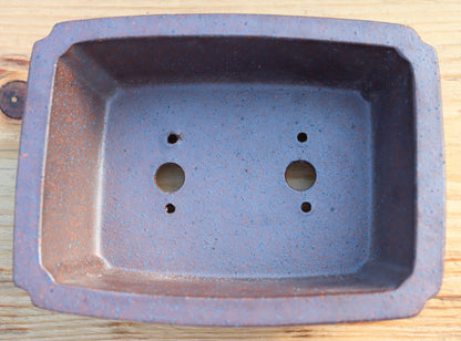6.3" (16cm) Wood-Fired Rectangular Bonsai Pot | Unglazed Stoneware