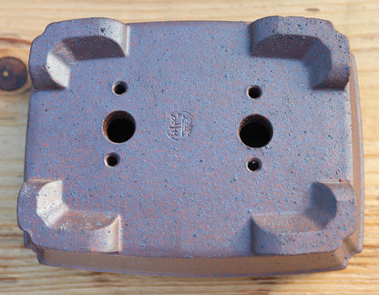 6.3" (16cm) Wood-Fired Rectangular Bonsai Pot | Unglazed Stoneware