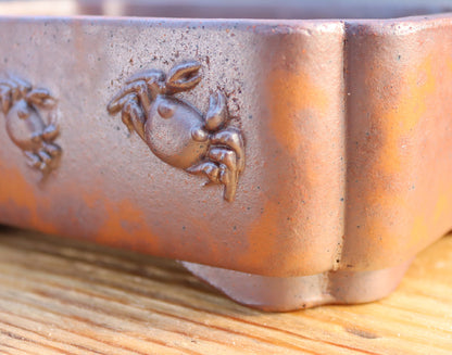 6.3" (16cm) Wood-Fired Rectangular Bonsai Pot | Unglazed Stoneware