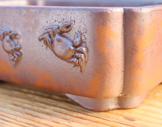 6.3" (16cm) Wood-Fired Rectangular Bonsai Pot | Unglazed Stoneware