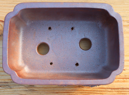 6.3" (16cm) Wood-Fired Rectangular Bonsai Pot | Unglazed Stoneware