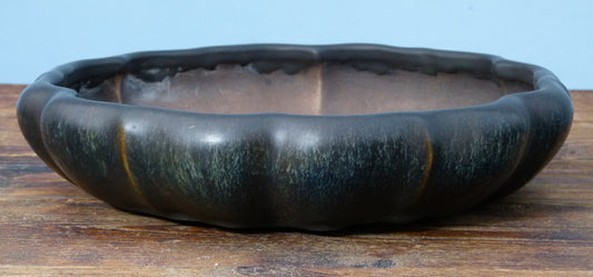 EXCEPTIONAL Round Glazed Bonsai Pot by Master Zhu - 12"