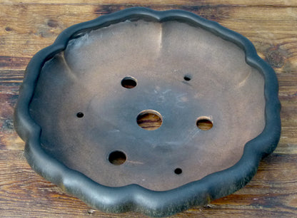 EXCEPTIONAL Round Glazed Bonsai Pot by Master Zhu - 12"