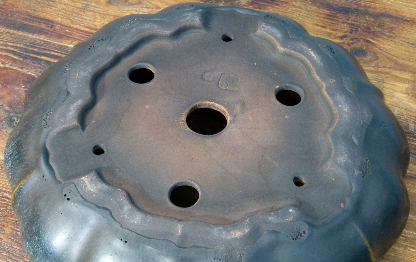 EXCEPTIONAL Round Glazed Bonsai Pot by Master Zhu - 12"