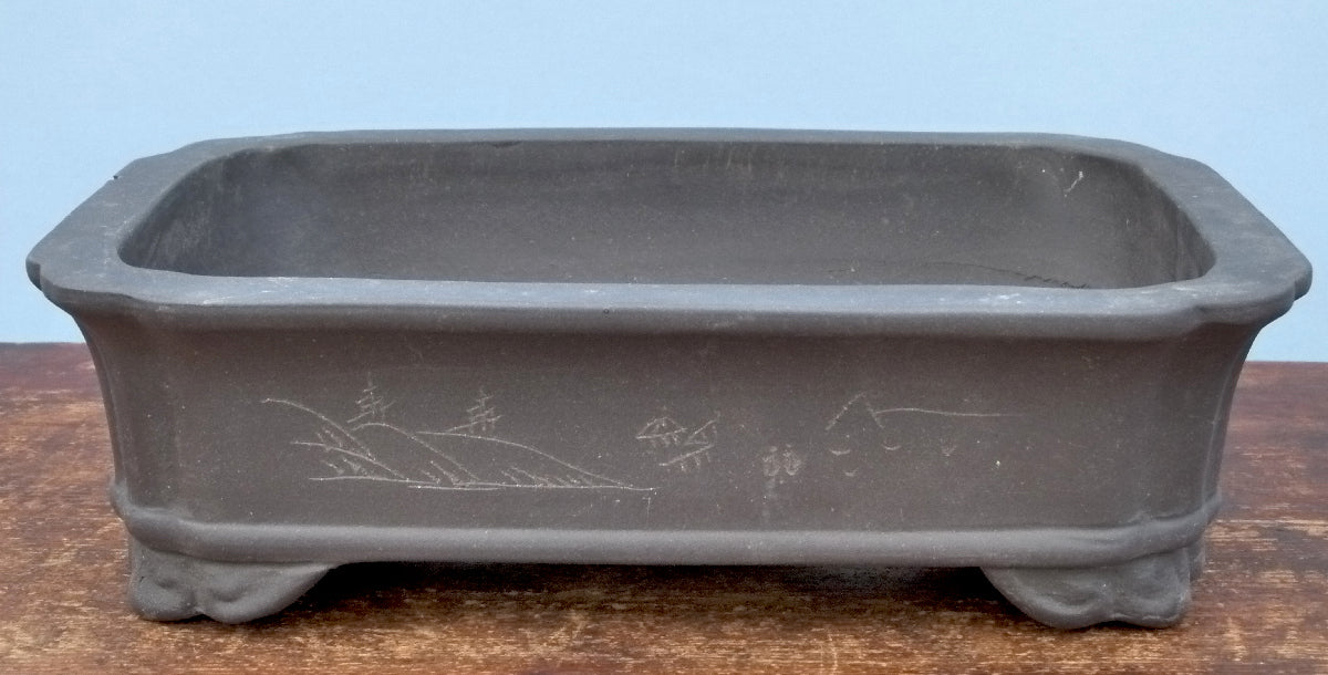 Rectangular Unglazed Bonsai Pot 12" - Chipped