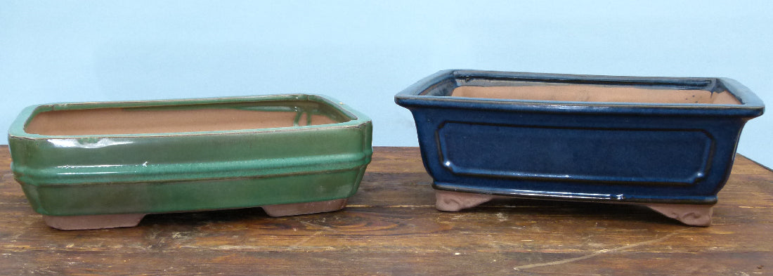 Glazed Bonsai Pots x 2 - 10" Used