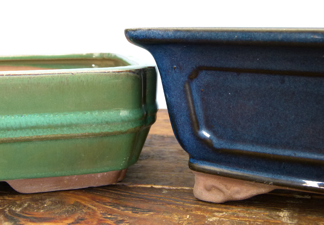 Glazed Bonsai Pots x 2 - 10" Used