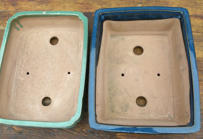 Glazed Bonsai Pots x 2 - 10" Used