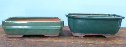 Glazed Bonsai Pots x 2 - 10" Used