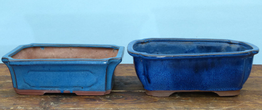 Glazed Bonsai Pots x 2 - 10" Used