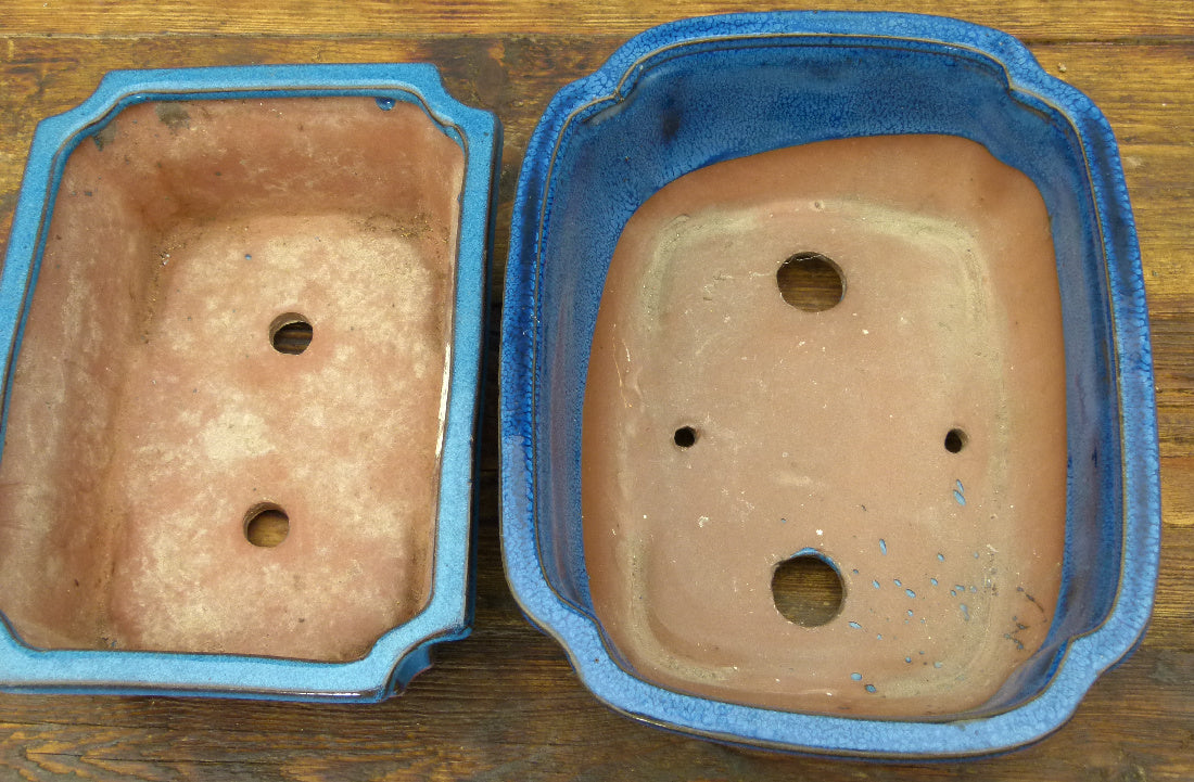 Glazed Bonsai Pots x 2 - 10" Used