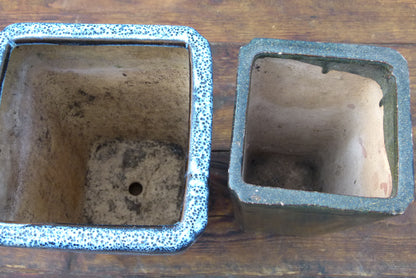Glazed Cascade Style Bonsai Pots x 2