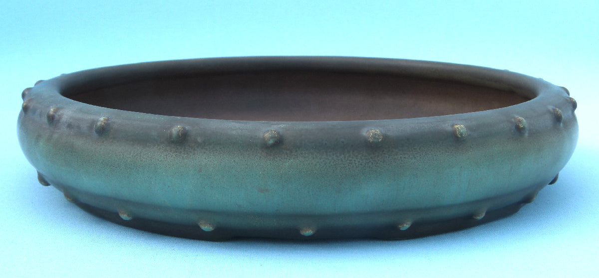 EXCEPTIONAL Round Drum Glazed Bonsai Pot by Master Zhu - 12"