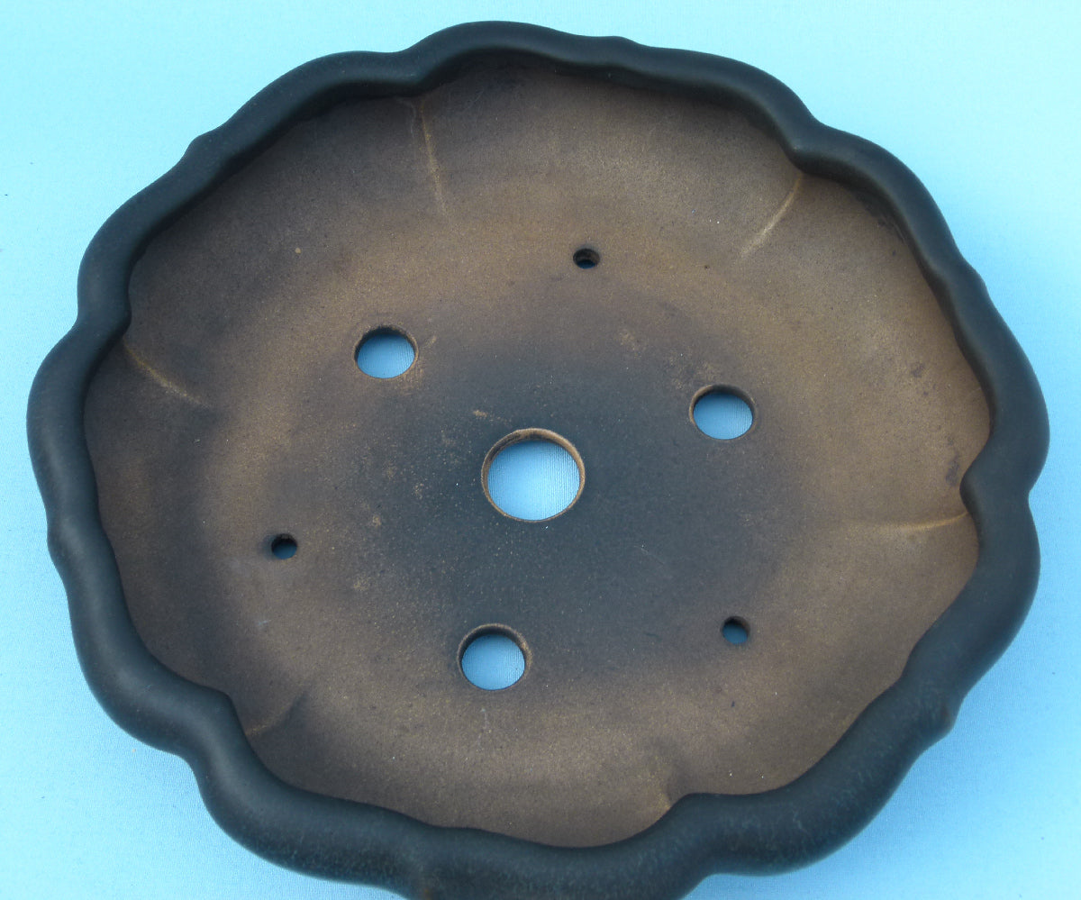 EXCEPTIONAL Round Glazed Bonsai Pot by Master Zhu - 12"