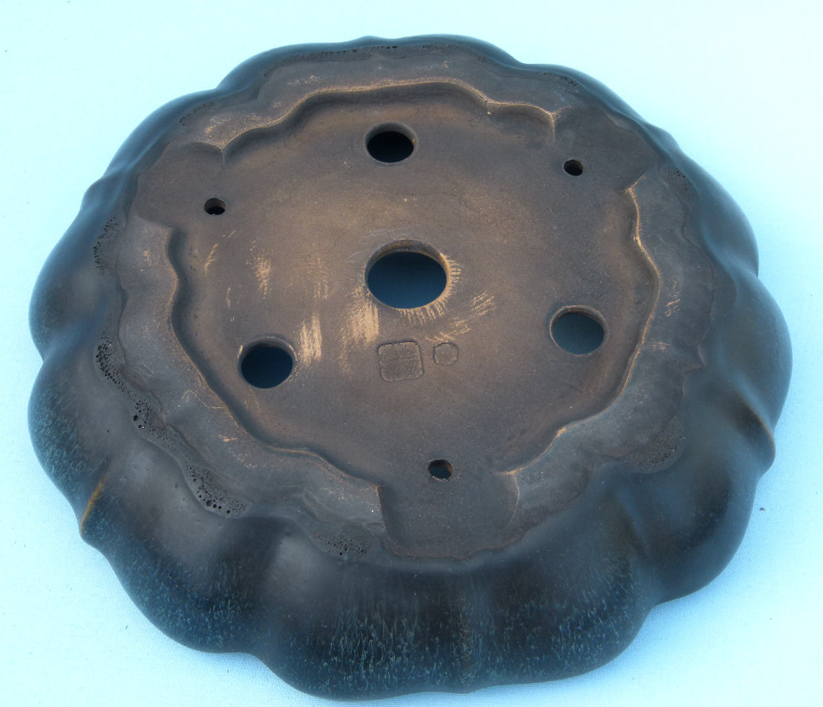 EXCEPTIONAL Round Glazed Bonsai Pot by Master Zhu 