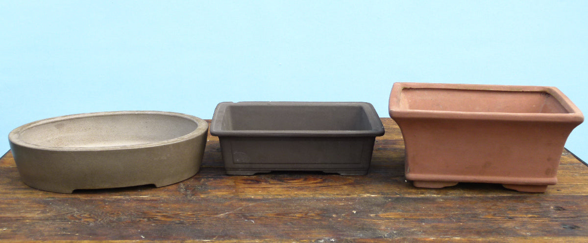 Unglazed Bonsai Pots Set x 3 - Used