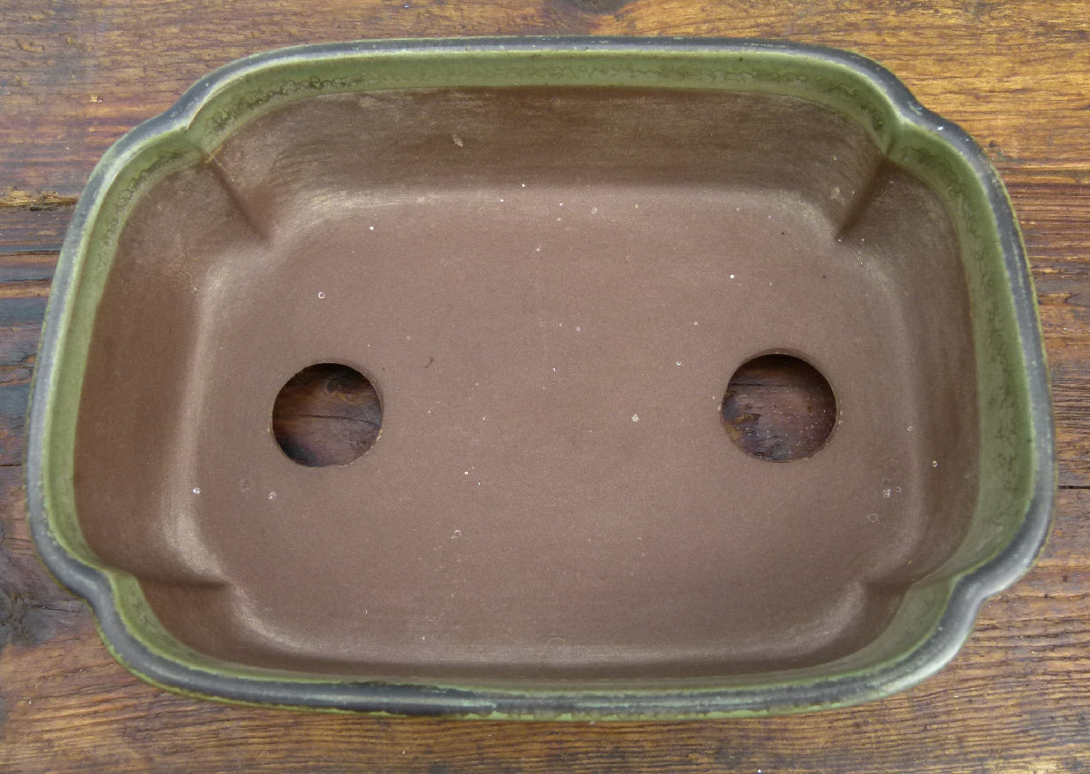Japanese Glazed Rectangular Bonsai Pot - Used