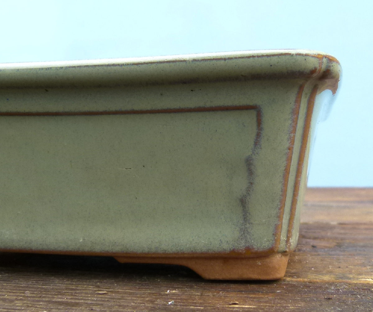 Japanese Glazed Rectangular Bonsai Pot - Used