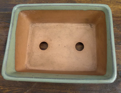 Japanese Glazed Rectangular Bonsai Pot - Used