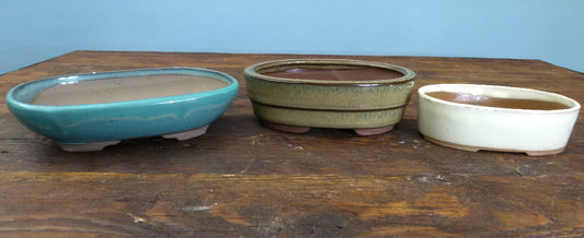Glazed Bonsai Pots Set x 3 - Used