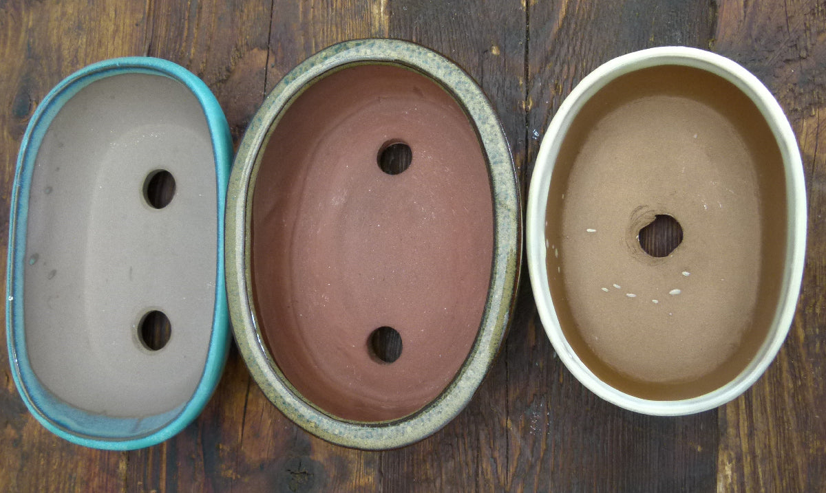Glazed Bonsai Pots Set x 3 - Used