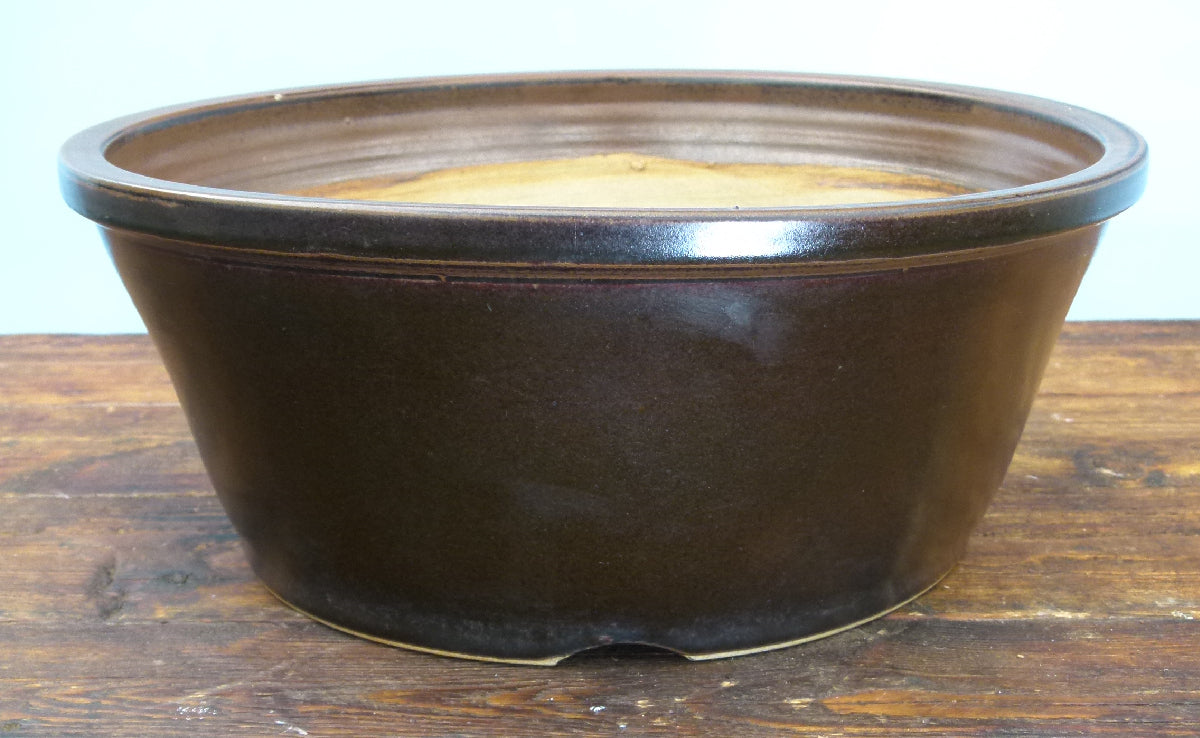 Hand Thrown Glazed Deep Round Bonsai Pot - 13.5" - Used