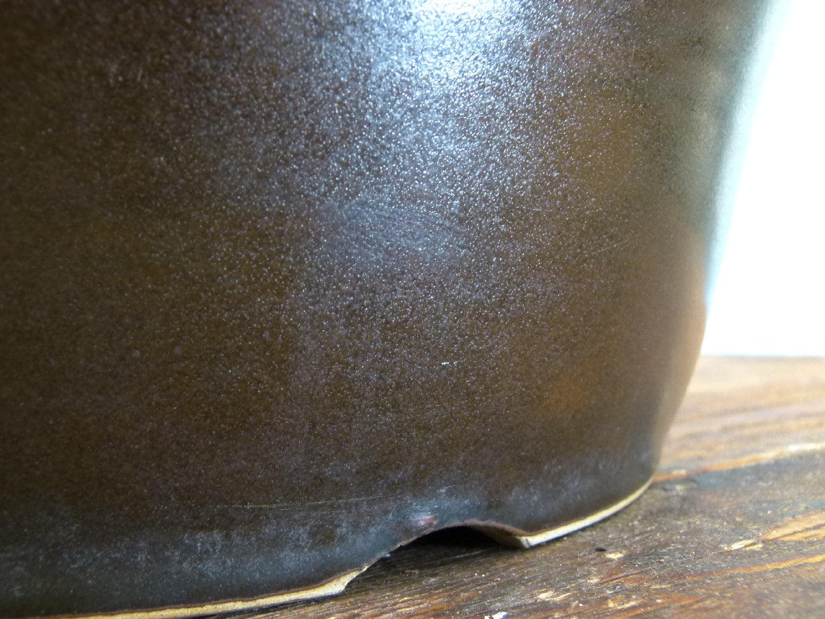 Hand Thrown Glazed Deep Round Bonsai Pot - 13.5" - Used