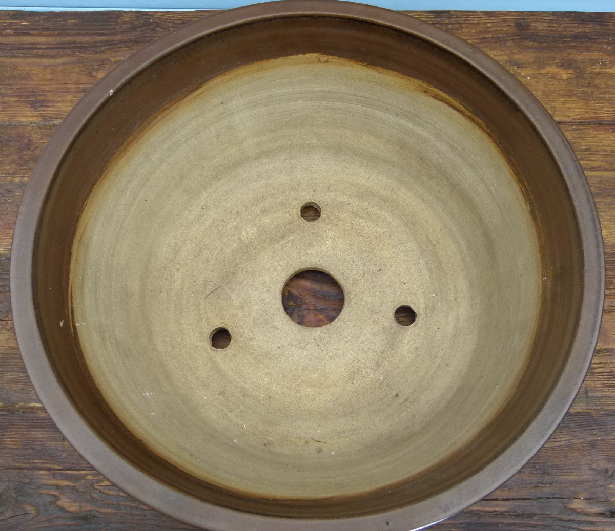 Hand Thrown Glazed Deep Round Bonsai Pot - 13.5" - Used